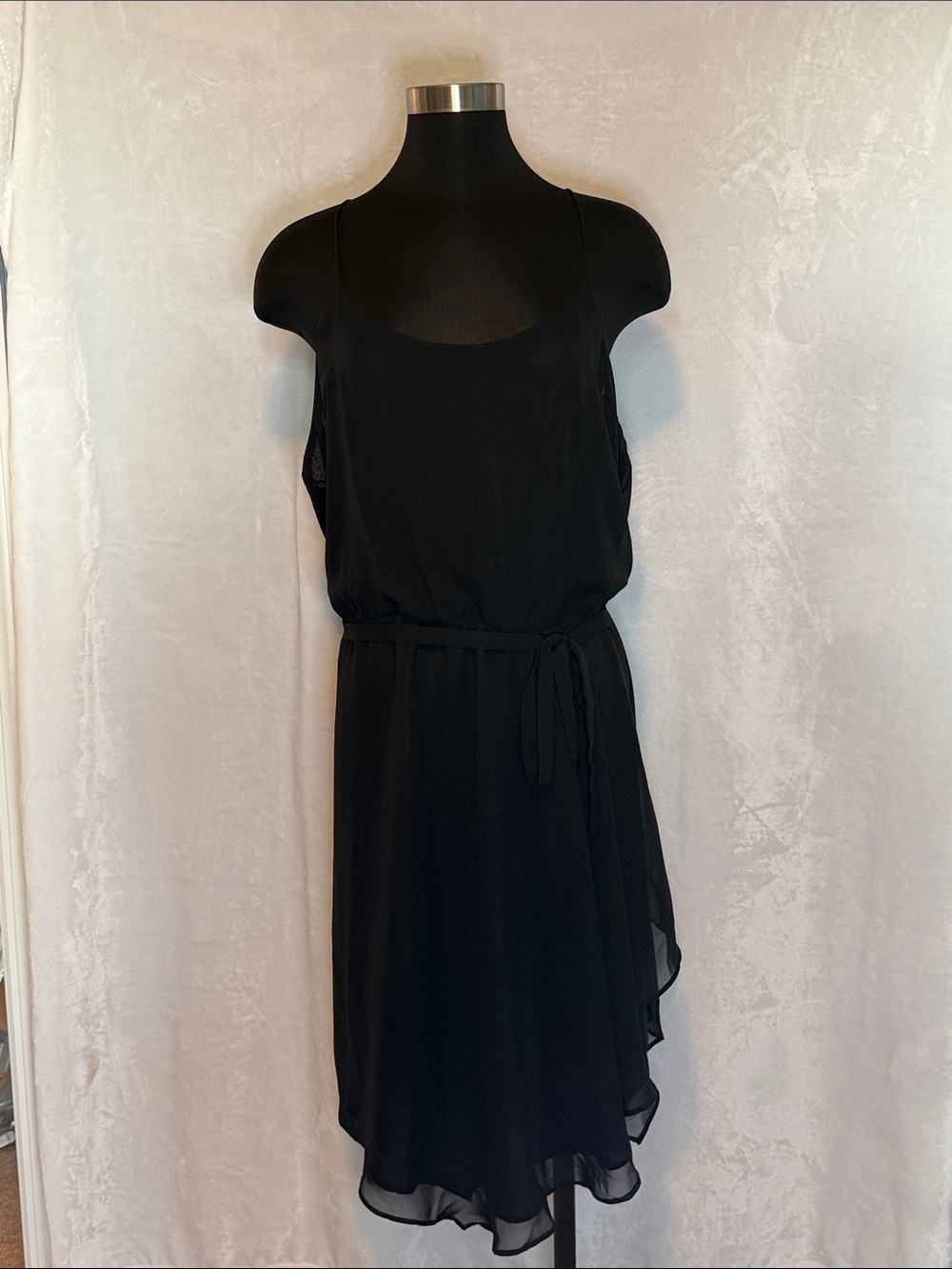 Classic Black Sleeveless Belted Dress